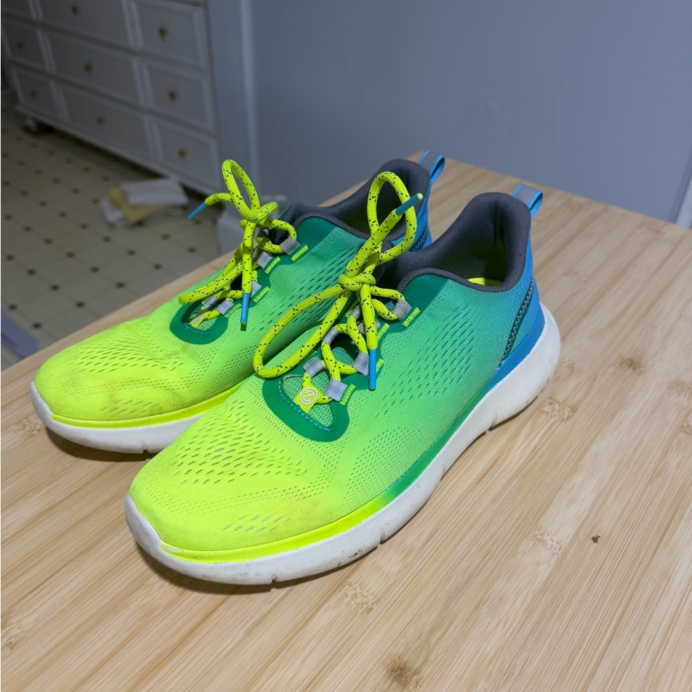 Cole Haan Neon Green to Teal Gradient Running Sneakers - Size 10